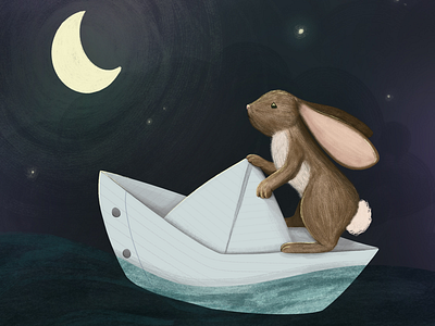 Paper Boat Ride bunny childrens book illustration illustration paper boat rabbit