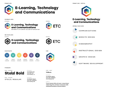 E-Learning, Technology and Communications Department Brand branding college of education colorful hexagon logo rebranding uf university of florida