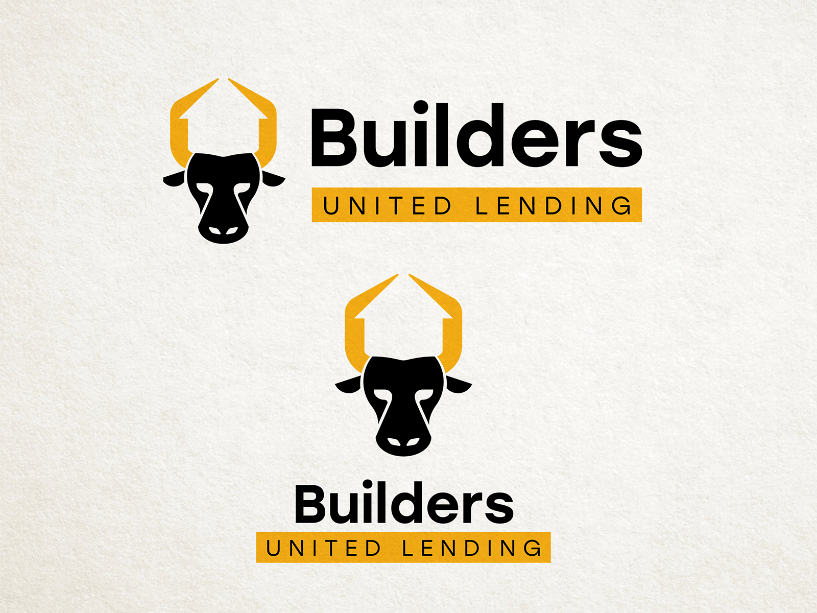 Builders United Lending brand bull cow home house logo steer wordmark