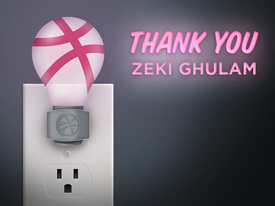 Thank you Zeki Ghulam! debut dribbble light thanks zeki ghulam