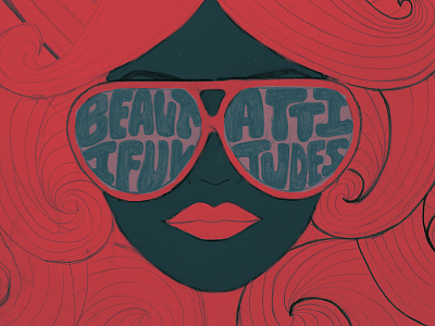 Beautiful Attitudes 60s advertising christian church face hippie illustration lettering psychedelic woman