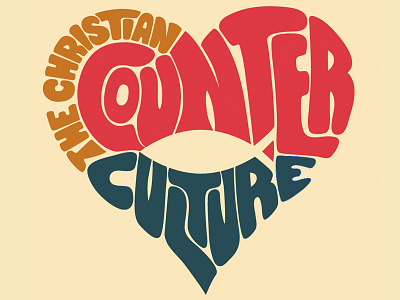 The Christian Counter Culture 60s 70s advertising christian church culture heart hippie lettering logo retro vector