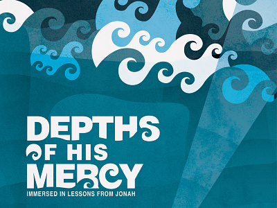 Depths of His Mercy christian design illustration illustrator jonah ocean vector waves whale