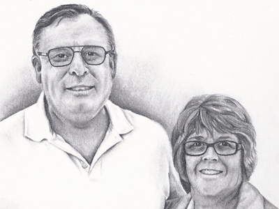 Eric and Roberta drawing graphite man marriage pencil portrait sketch woman