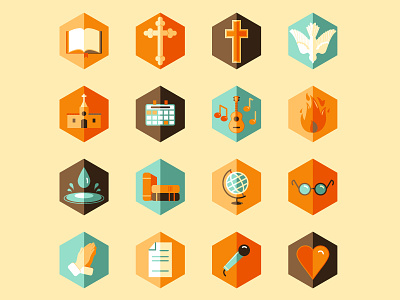 Christian icons christian church flat icon iconic icons set neutral religious ui vector