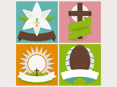 Easter badges badge banner christian church cross easter icon iconic jesus lily resurrection set