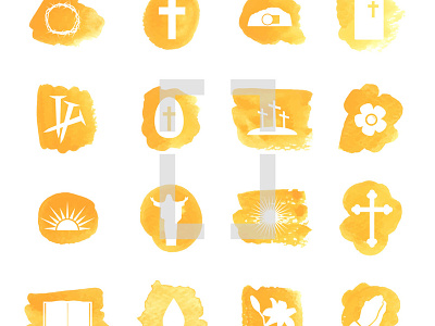 Vector Watercolor Easter Icons