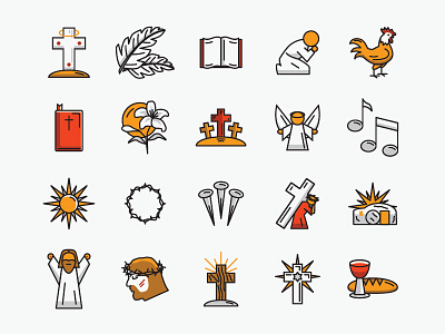 Easter line icons