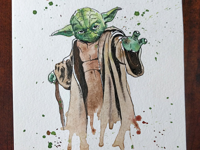 Old you have become art fanart star starwars traditional wars watercolor yoda