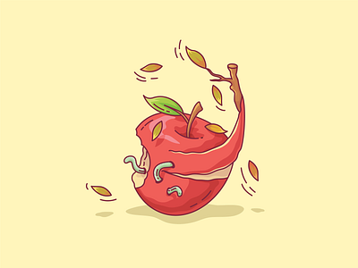 It's a worm's world.🍎🐛 apple fruit illustration worms
