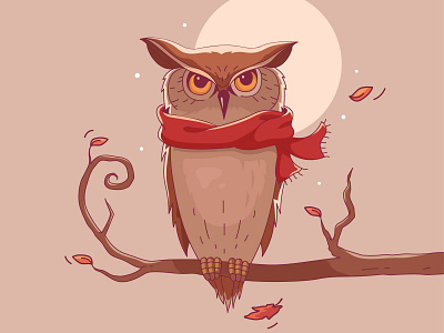 Majestic Owl autumn design fall illustration owl scarf