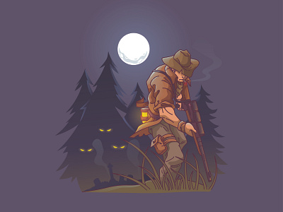 Haunted hunting ! forest halloween hunter hunting huntsman monster hunter seeker wolf hunter