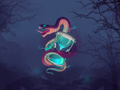 Times up ! graphic desgin halloween hourglass serpent snake spell venom witch