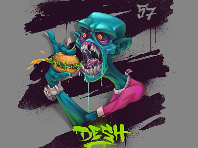 Zomburger art burger character illustration zombi