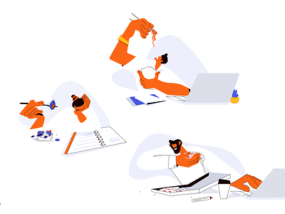 Daily routine daily design eating icon illustration illustrator lunch man office orange ui uiillustration white woman