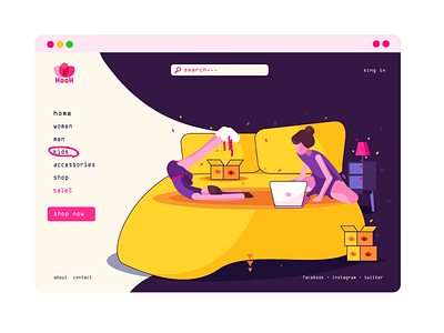 Kids :) 2d branding design flat gift graphic design illustration kids logo page pink shop typography ui violet yallow