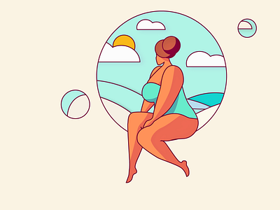 daily illustration colors daily drawing flat illustration illustration sky sun woman