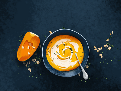 Soup daily drawing illustration light pumpkin shadow soup vector yellow