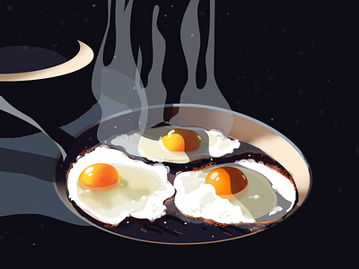 Just illustration daily drawing eggs fire food fried egg illustration realistic illustration