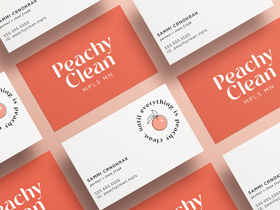 Peachy Clean Business Cards branding business card design logo logo design mockup typography vector