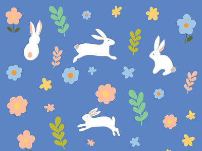 Spring Bunnies handdrawn illustration vector