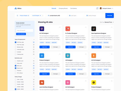 Job Search Platform dashboad dashboard design employment find job job job app job application job board job listing jobs jobseeker jobsite landing page professional resume ui ux web design webapp work in progress