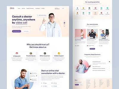 Medical Website Landing Page Design - Docta Consultation clinic consultation design doctors freelance halal health healthcare hospital medical medical app medical care medical landing page mental health mobile app patient tracking ui web website design