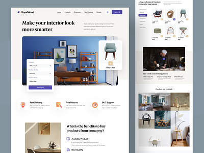 Furniture e-commerce website landing page