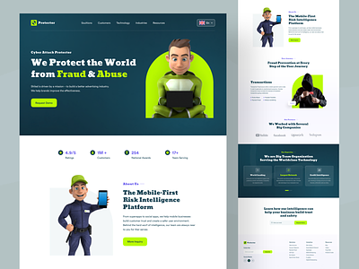 Cyber Attack protector landing page computer security cyber attacks cyber attacks protector cyber security landing page cybersecurity homepage internet security landingpage nasim protector recruting saas landing page secure social security ux vpn vpn landing page web design web uiux design website