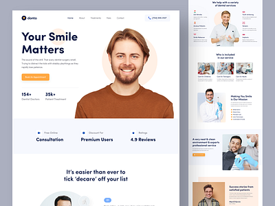 Dental Clinic - Website clinic website dental care dental clinic website dental landing page dental landing page ui dental solutions dentist dentistry design doctor health care medical dental web medical platform medical website medicine mental health patients pharmacy website landing page uiux design