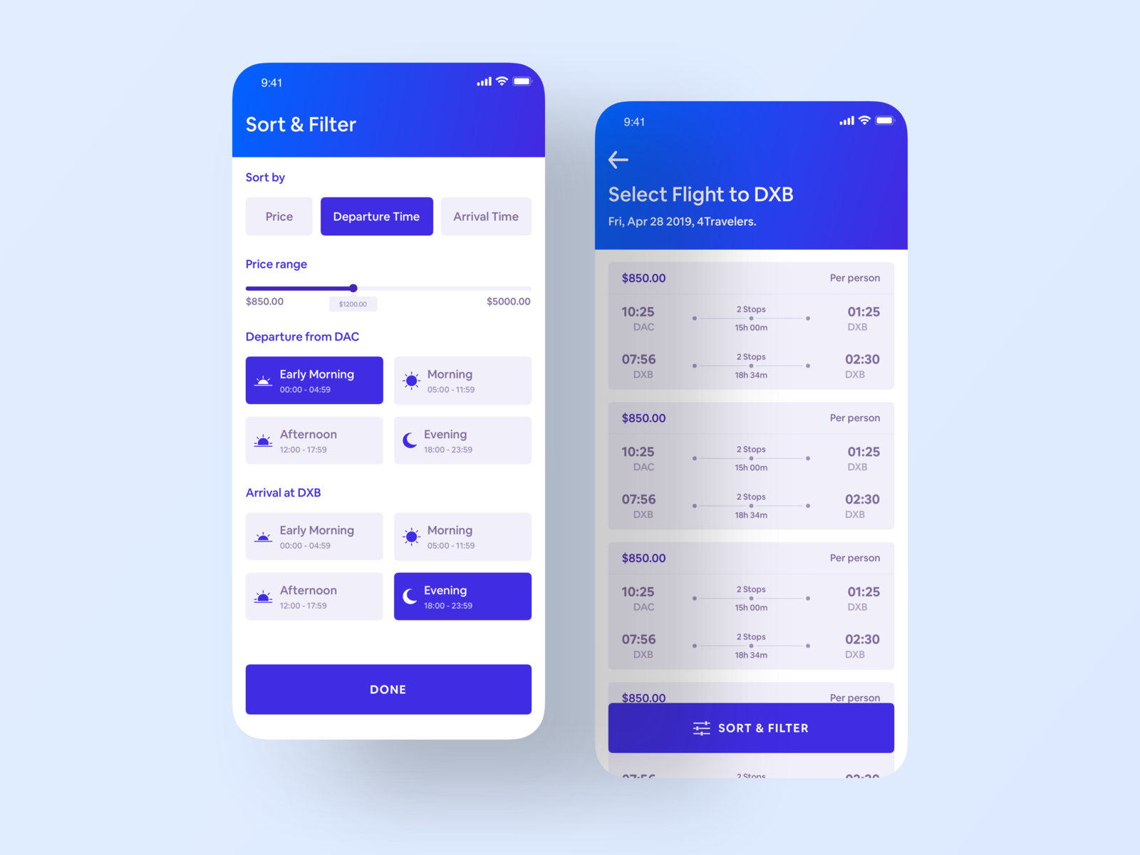 Flight Booking App - Behance Case Study by Nasim on Dribbble