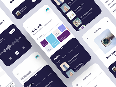 Podcast Mobile App audio app audio player booking app card finance live chat live streaming music play player podcast podcast mobile app uiux design podcasting podcasts product social startup streaming streaming app uiuxdesigner