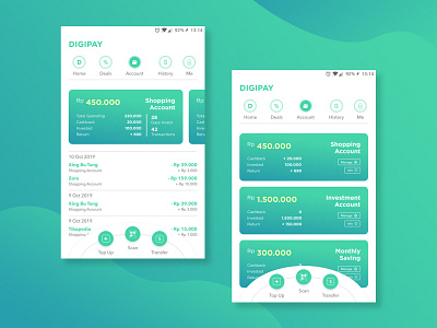 DIGIPAY - Digital Payment App cashback design e wallet figma finance investing minimalism mobile payment app photoshop ui design ux design