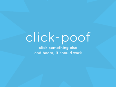 Click-Poof 404 blue copywriting