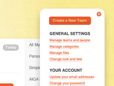 Team List Settings controls helvetica icons interaction jd orange teamlist ui ux yellow