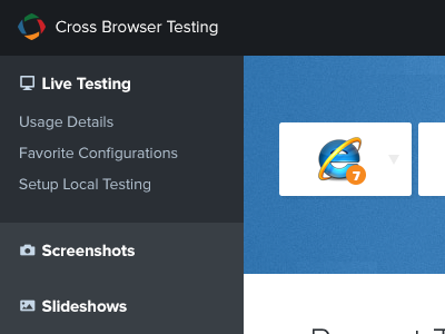 Cross Browser Testing app blue flat grey simple