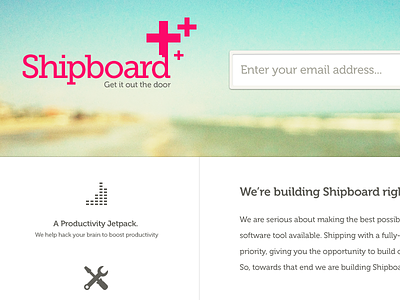 Shipboard. blur clean landing page pixicons shipboard