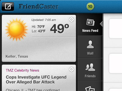 FriendCaster for iPad, version 2 facebook friendcaster icons ipad widgets