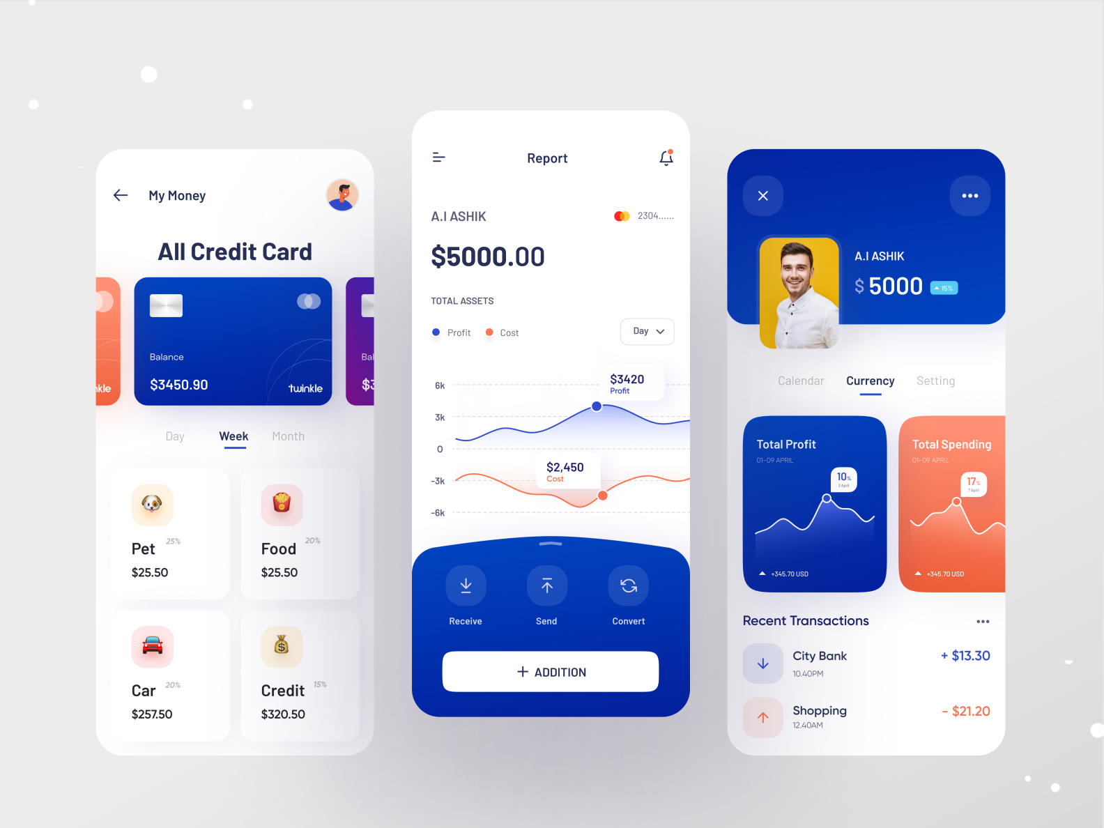 finance: mobile app design by Ashik 🕸 on Dribbble