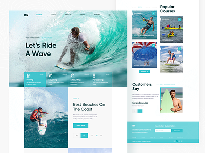 Surf School Lessons Landing Page 2019 trends clean design concept creative landing page landing page design landing page ui landingpage minimal redesign surf surfing typography ui uidesign uiux webdesign website website concept website design