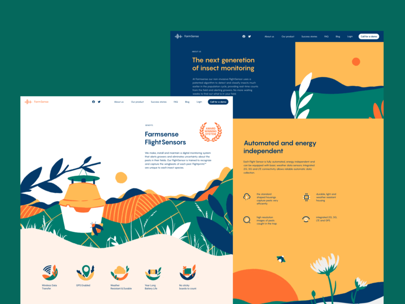 FarmSense Website Design agriculture branding design environment farming graphic design illustration innovation interface interface illustration logo ui user experience ux web web design web pages website website design website pages