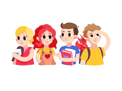 young squad adobe illustrator art boys character characterdesign child childrens illustration cute cute art design design art diplomat girls illustration journalist people postcard translator traveler vector