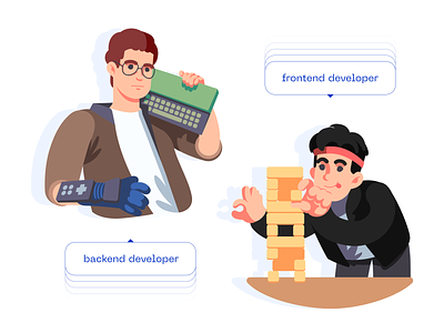 backend&frontend adobe illustrator art backend branding charactedesign coder cute art design frontend graphic design illustration it man programmer programmists ui vacancies vector