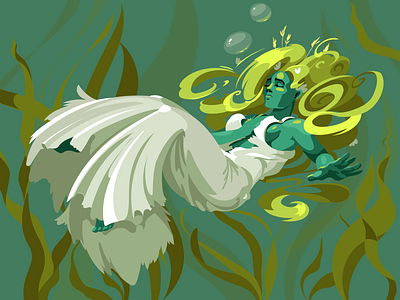 The Curse of the Mermaid adobe illustrator art charactedesign cute art design girl graphic design green illustration mermaid print vector