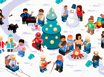 New Years corporate party adobe illustrator art branding charactedesign christmas christmas tree cute art design graphic design illustration isometric party people print snow ui vector winter