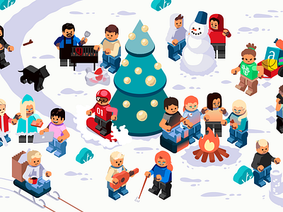 New Years corporate party adobe illustrator art branding charactedesign christmas christmas tree cute art design graphic design illustration isometric party people print snow ui vector winter