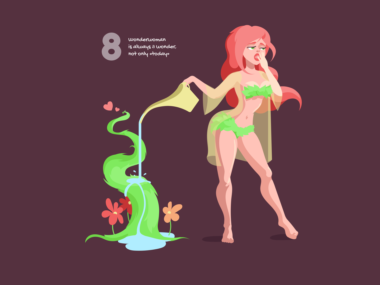 Wonderwoman Ivy 2v adobe illustrator art bikini charactedesign character cute art dc dc comics flower girls illustration march 8 plant plant lady poison ivy postcard postcard design redhead vector wonderwoman