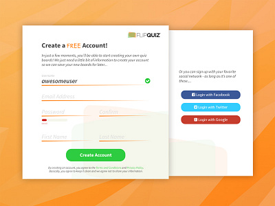 Daily UI - 001 - FlipQuiz Sign Up