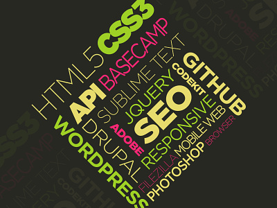 Web Dev Terms Poster adobe codekit css3 drupal github html5 photoshop responsive seo sublime text web development wordpress