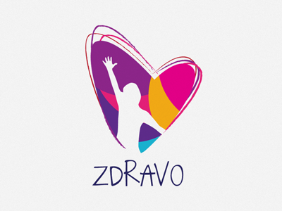 Zdravo Logo blue colorfull heart logo silhouette